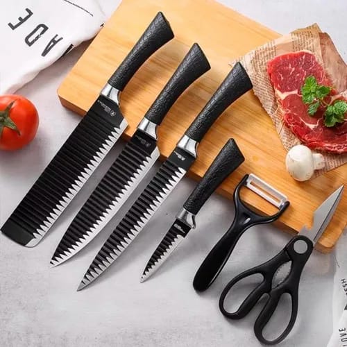Cuchillos Profesionales 6 Piezas con Hojas de Acero Inoxidable que Cortan como Navaja